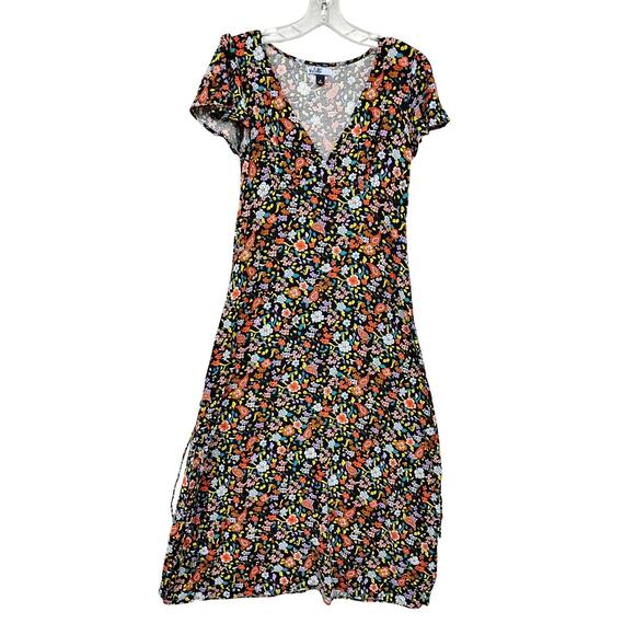 Vylette Floral Sun Dress Size Small V Neck Tie on Back and Side Zipper - Picture 5 of 12